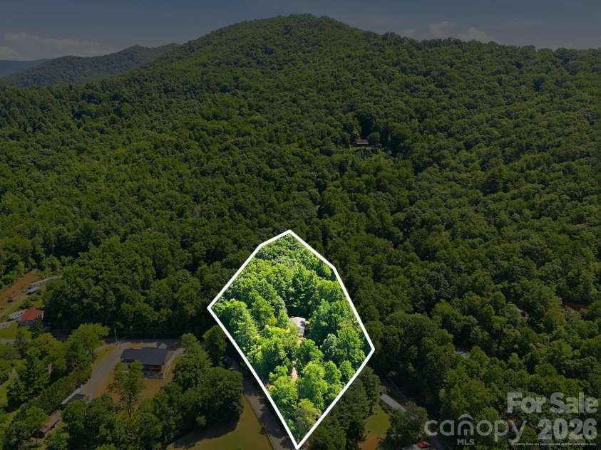 95 Walker Cove Road, Black Mountain, NC 28711.  MLS# CAR4385483, YatesRealty ID 36958. Lot parameters on drone picture.
