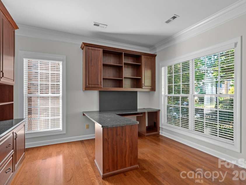2305 Barrington Ridge Drive, Waxhaw, NC 28173.  MLS# CAR4394344, YatesRealty ID 37111. Home Office Main Level with Built-ins