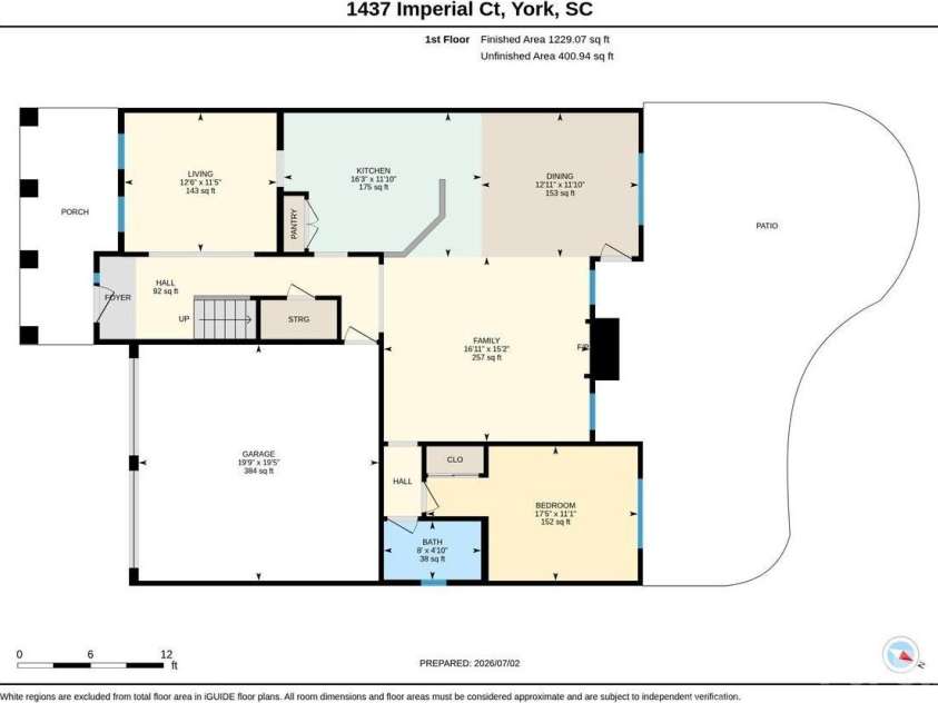 1437 Imperial Court, York, SC 29745.  MLS# CAR4396228, YatesRealty ID 37270. First Floor Measurents