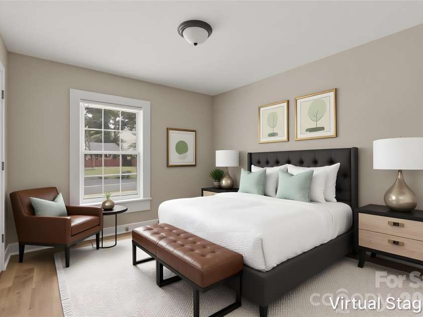 4706 Brooktree Drive, Charlotte, NC 28208.  MLS# CAR4404822, YatesRealty ID 37440. Walking into the first bedroom (virtually staged & enhanced).