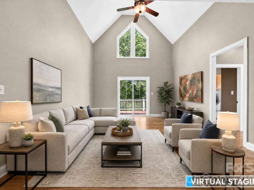 93 Big Sky Drive, Leicester, NC 28748.  MLS# CAR4403278, YatesRealty ID 37449. Soaring ceilings in living room