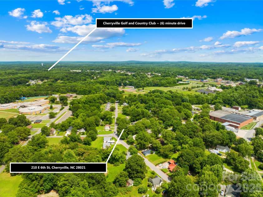 210 6th Street, Cherryville, NC 28021.  MLS# CAR4392964, YatesRealty ID 37600. Aerial View 1