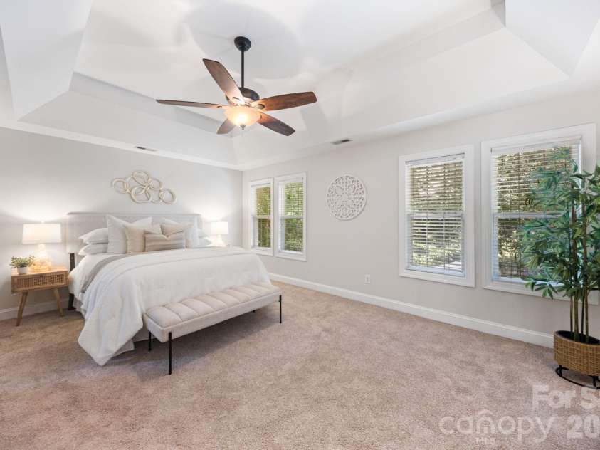 5355 Shannamara Drive, Matthews, NC 28104.  MLS# CAR4400014, YatesRealty ID 37611. Primary bedroom w/ trey ceiling