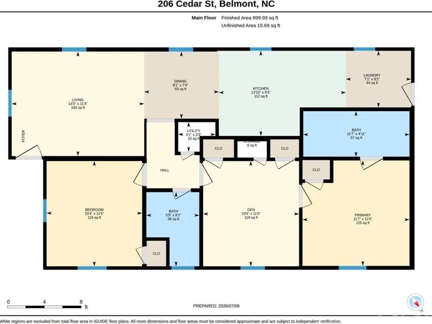 206 Cedar Street, Belmont, NC 28012.  MLS# CAR4402162, YatesRealty ID 37614. 