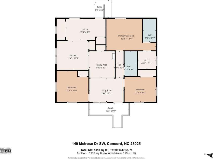 149 Melrose Drive, Concord, NC 28025.  MLS# CAR4402851, YatesRealty ID 37692. 