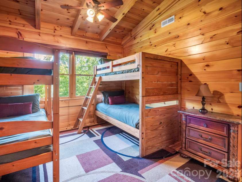 1029 Rainbow Circle, Lake Lure, NC 28746.  MLS# CAR4294592, YatesRealty ID 3772. Upper Level bunk room