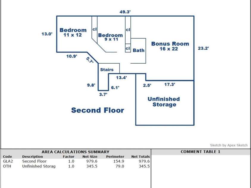 2601 Rustic Ridge Court, Charlotte, NC 28270.  MLS# CAR4346478, YatesRealty ID 37736. Upstairs Floorplan