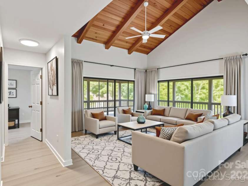 8A Cove Overlook Drive, Hendersonville, NC 28739.  MLS# CAR4298393, YatesRealty ID 37809. Open Living Area Staged