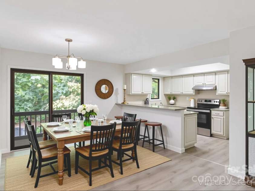 8A Cove Overlook Drive, Hendersonville, NC 28739.  MLS# CAR4298393, YatesRealty ID 37809. Staged Open Dining Area