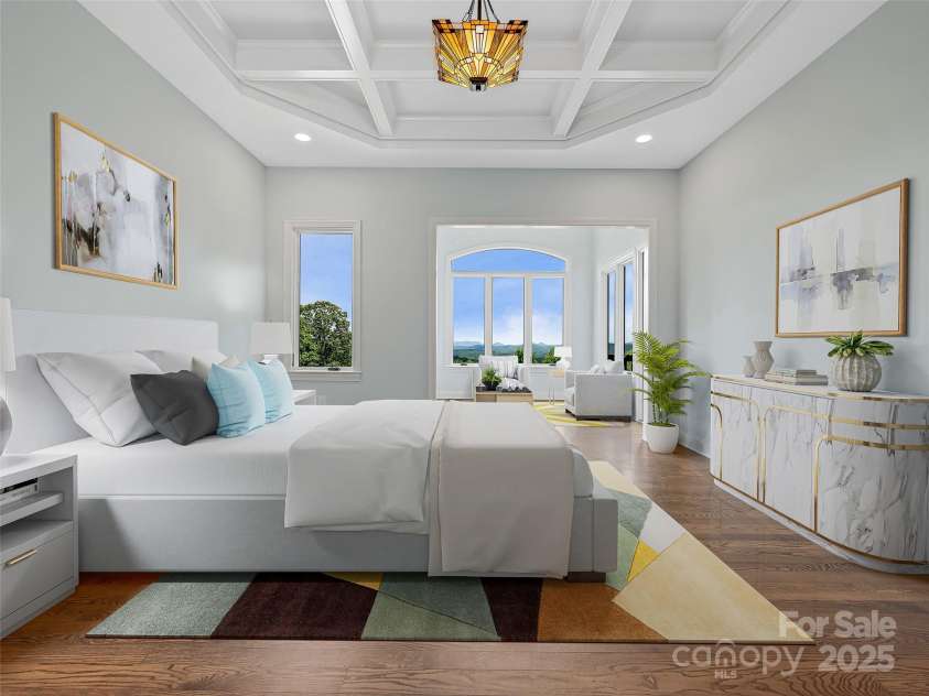 527 Falkirk Way, Zirconia, NC 28790.  MLS# CAR4231554, YatesRealty ID 3781. Primary Bedroom with sitting room (virtually staged)