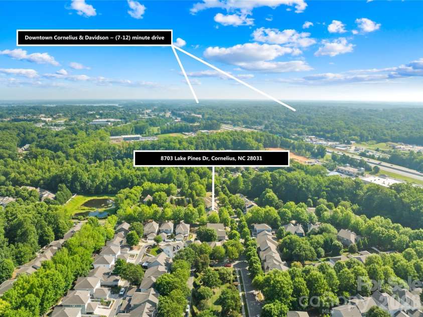 8703 Lake Pines Drive, Cornelius, NC 28031.  MLS# CAR4403233, YatesRealty ID 37820. Proximity to Davidson & Cornelius