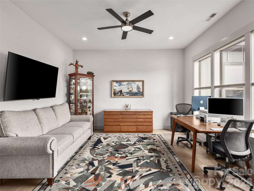 696 Daniel Circle Drive, Mills River, NC 28759.  MLS# CAR4402864, YatesRealty ID 37864. French Glass Doors Lead into the Office