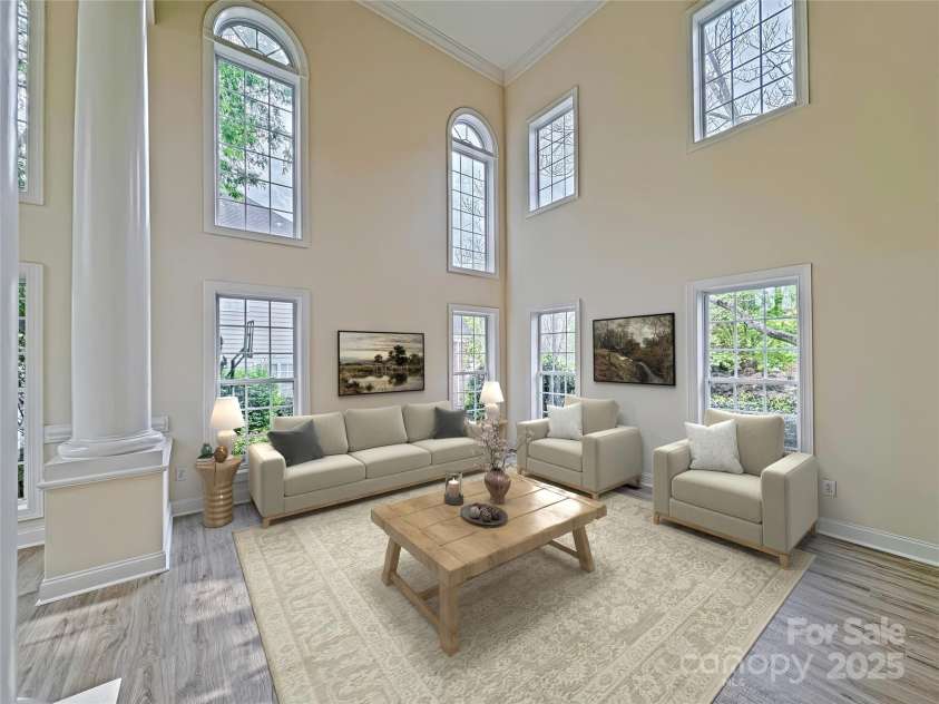 6316 Glengarrie Lane, Huntersville, NC 28078.  MLS# CAR4247118, YatesRealty ID 3788. Virtually staged living room