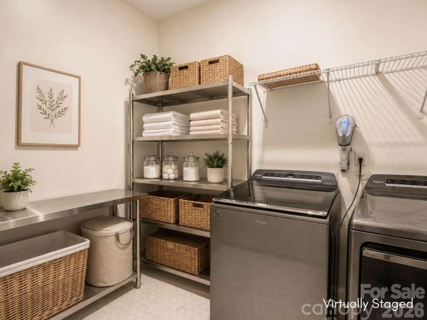 1261 Jenna Lynn Court, Lowell, NC 28098.  MLS# CAR4387224, YatesRealty ID 37941. Virtually Staged Laundry