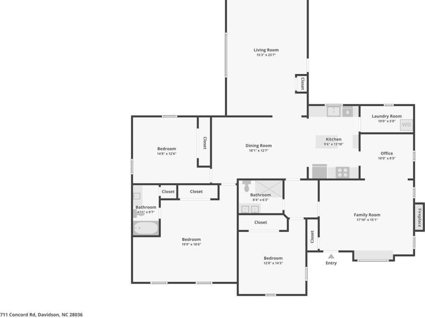711 Concord Road, Davidson, NC 28036.  MLS# CAR4405101, YatesRealty ID 37960. 