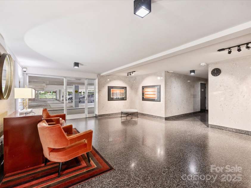 1300 Queens Road, Charlotte, NC 28207.  MLS# CAR4283635, YatesRealty ID 3800. Lobby with New Elevator