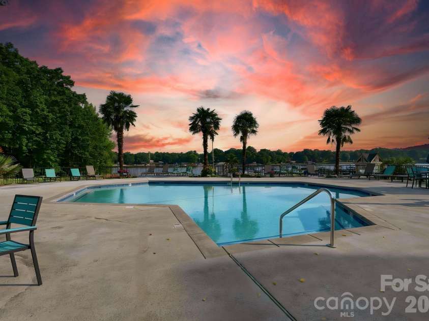 2135 Regatta Lane, Denver, NC 28037.  MLS# CAR4401238, YatesRealty ID 3812. Lakefront In-Ground Pool  Virtual Sunset