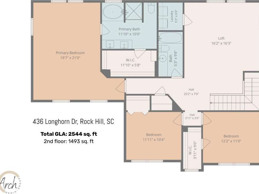 436 Longhorn Drive, Rock Hill, SC 29732.  MLS# CAR4383587, YatesRealty ID 38173. Second Floor Measurements