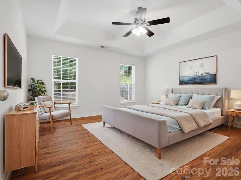 2007 Rosewater Lane, Indian Trail, NC 28079.  MLS# CAR4403255, YatesRealty ID 38180. Virtually Staged Primary Bedroom