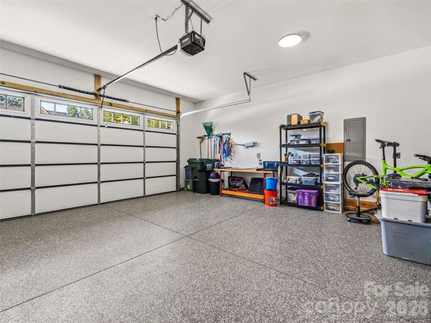 181 Byron Forest Drive, Horse Shoe, NC 28742.  MLS# CAR4400079, YatesRealty ID 38308. Garage with new floor