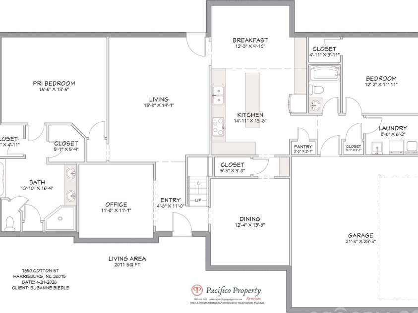 7650 Cotton Street, Harrisburg, NC 28075.  MLS# CAR4393142, YatesRealty ID 38431. First Floor Plan