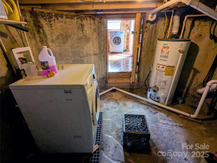 10120 Meadow Fork Road, Hot Springs, NC 28743.  MLS# CAR4218136, YatesRealty ID 3864. Washing machine is located in cellar