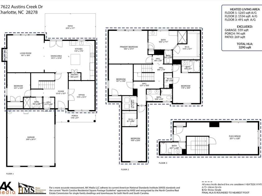 17622 Austins Creek Drive, Charlotte, NC 28278.  MLS# CAR4278255, YatesRealty ID 3867. Floor plan.
