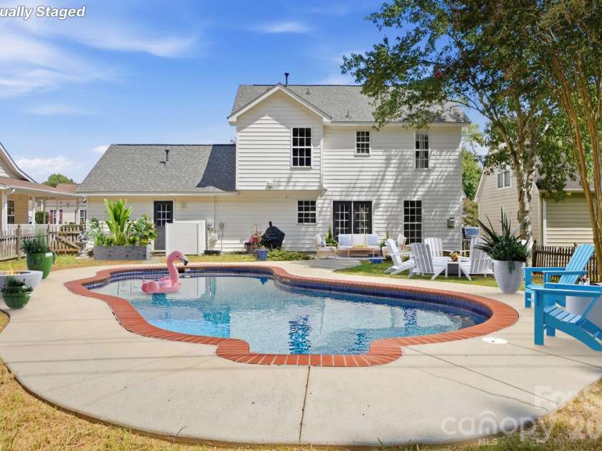 4015 Balsam Street, Indian Trail, NC 28079.  MLS# CAR4391191, YatesRealty ID 38672. Virtually Staged in ground pool