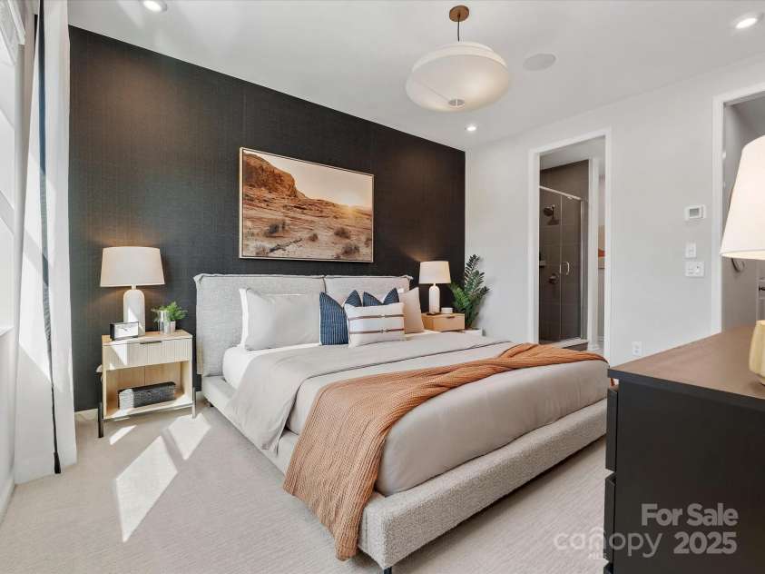 5640 Kingspan Drive, Charlotte, NC 28217.  MLS# CAR4232672, YatesRealty ID 3883. Merrill Model Primary Bed | Southmont *actual finishes, color scheme, orientation vary on this home. Furniture not included