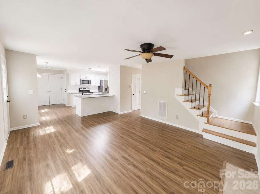 1525 Hawthorne Drive, Indian Trail, NC 28079.  MLS# CAR4399039, YatesRealty ID 38835. Living Room/Kitchen