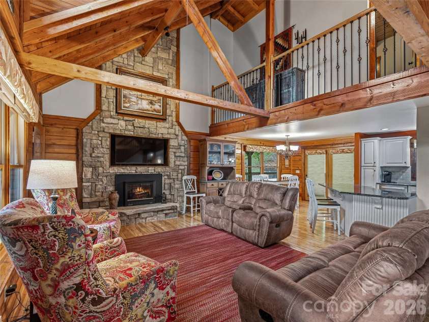961 Wilson Branch Road, Mars Hill, NC 28754.  MLS# CAR4406664, YatesRealty ID 39042. Interior of main cabin