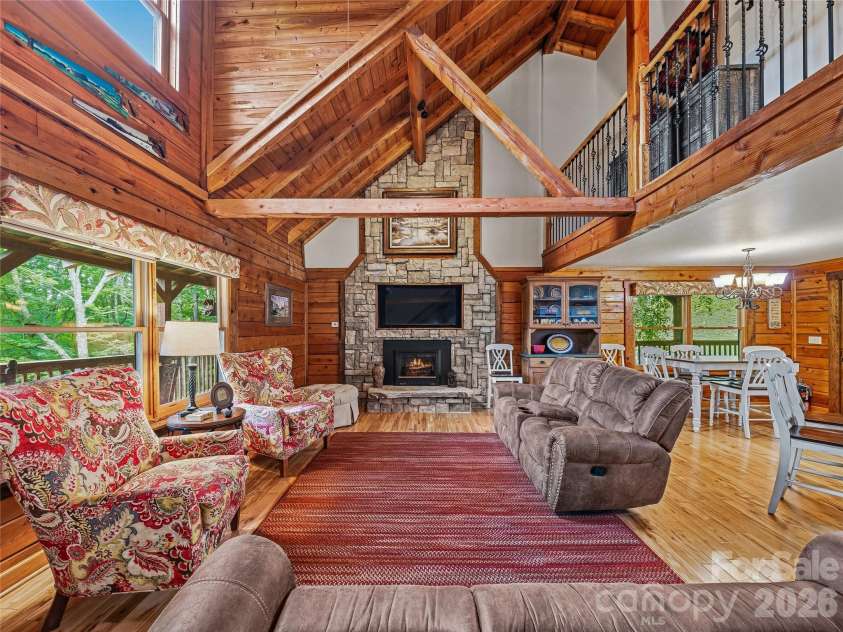 961 Wilson Branch Road, Mars Hill, NC 28754.  MLS# CAR4406664, YatesRealty ID 39042. Interior of main cabin