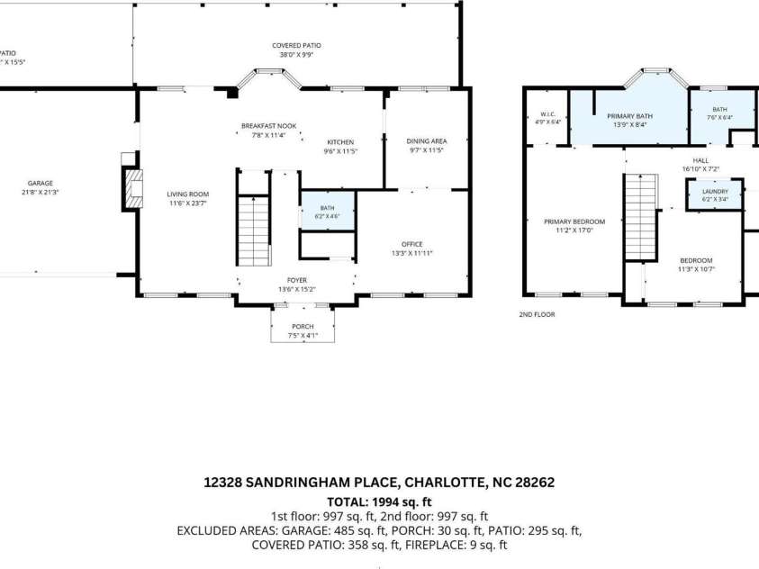 12328 Sandringham Place, Charlotte, NC 28262.  MLS# CAR4406560, YatesRealty ID 39059. 