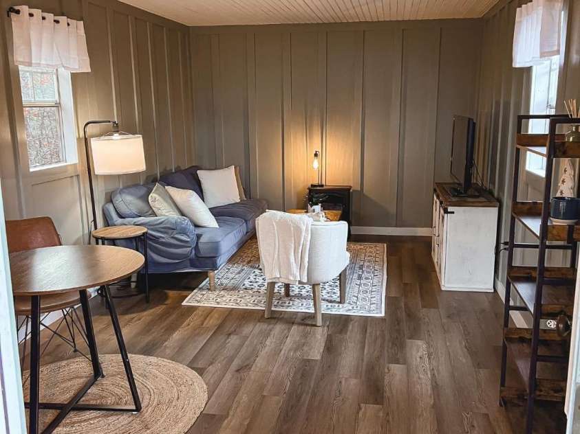 4551 Lake Adger Parkway, Mill Spring, NC 28756.  MLS# CAR4401928, YatesRealty ID 39249. Interior of Shed