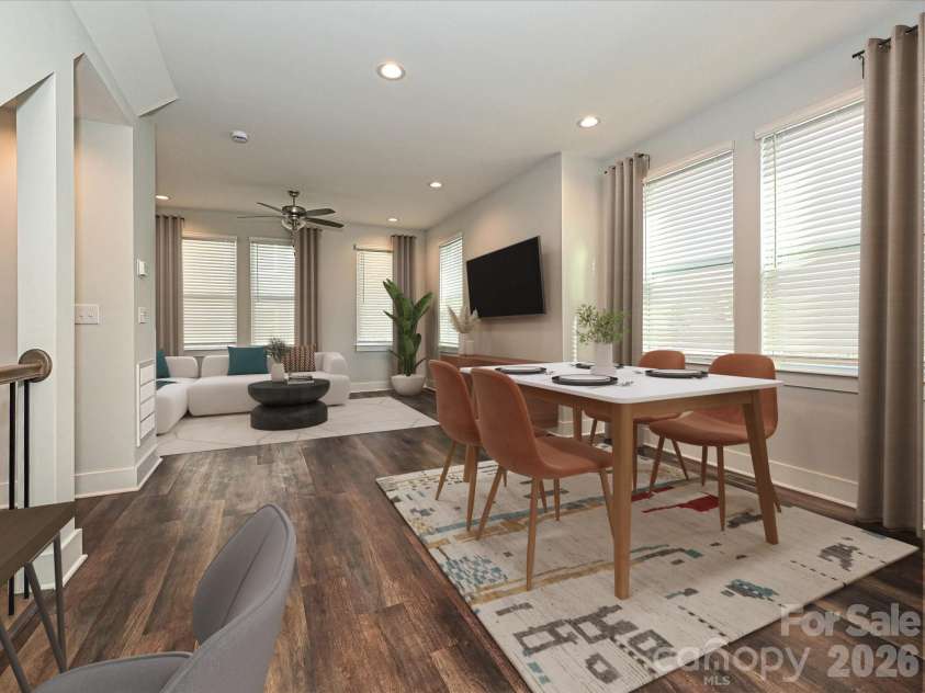 1229 34th Street, Charlotte, NC 28205.  MLS# CAR4211272, YatesRealty ID 3926. Dining/Living Room *Virtually Staged*