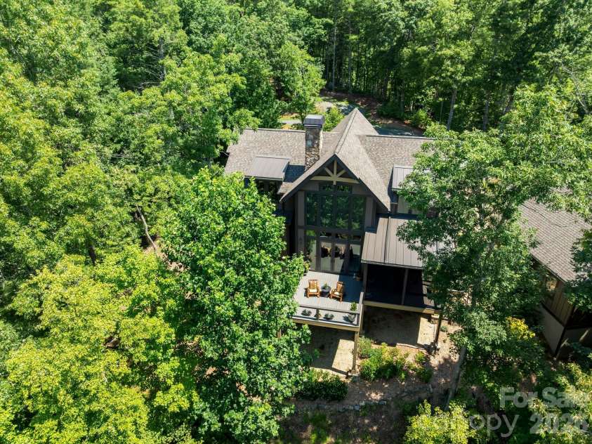 174 Dancing Wind Lane, Marshall, NC 28753.  MLS# CAR4402118, YatesRealty ID 39355. Aerial rear view.