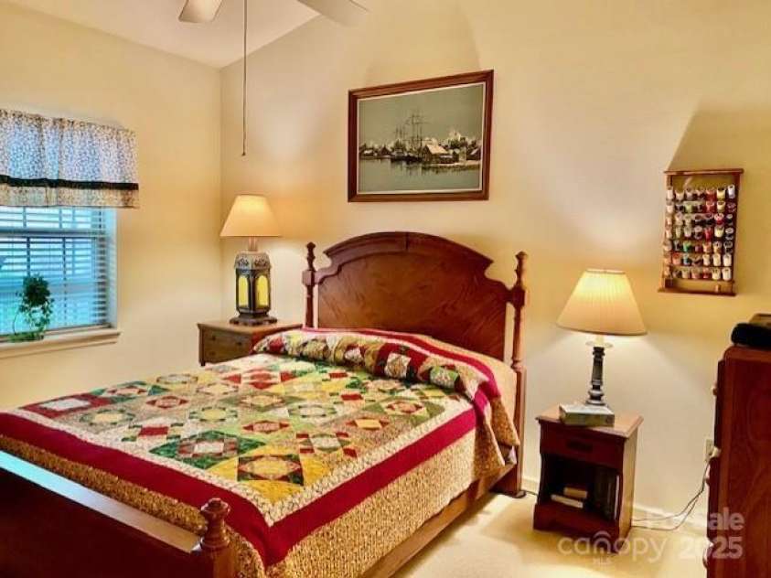 186 Stonecrest Court, Lake Lure, NC 28746.  MLS# CAR4270856, YatesRealty ID 3942. Guest room with vaulted ceilings