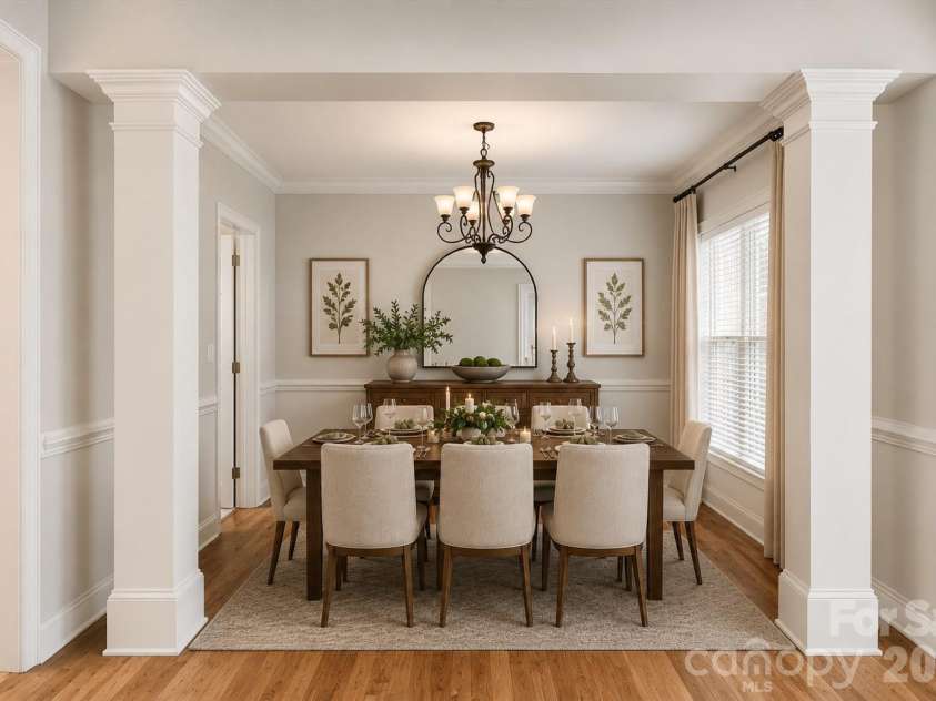 6055 Latta Springs Circle, Huntersville, NC 28078.  MLS# CAR4405877, YatesRealty ID 39443. Virtually staged dining room