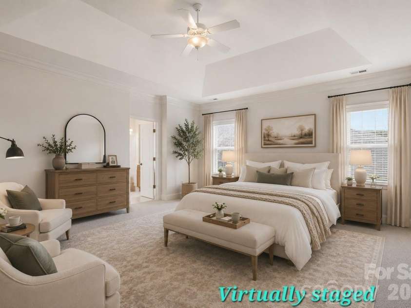 6055 Latta Springs Circle, Huntersville, NC 28078.  MLS# CAR4405877, YatesRealty ID 39443. Virtually Staged Primary bedroom