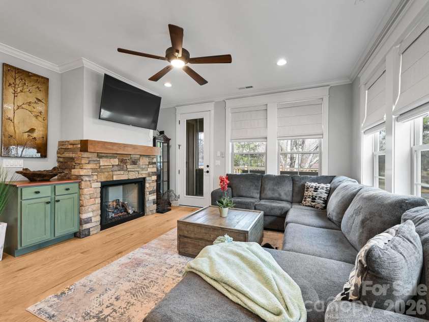 554 Sweet Birch Park Lane, Black Mountain, NC 28711.  MLS# CAR4353122, YatesRealty ID 3957. Hand Built Cabinet Flanking Fireplace