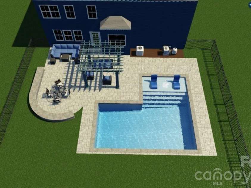 14510 Grundys Way, Davidson, NC 28036.  MLS# CAR4347789, YatesRealty ID 3962. Artist Rendering of inground pool design
