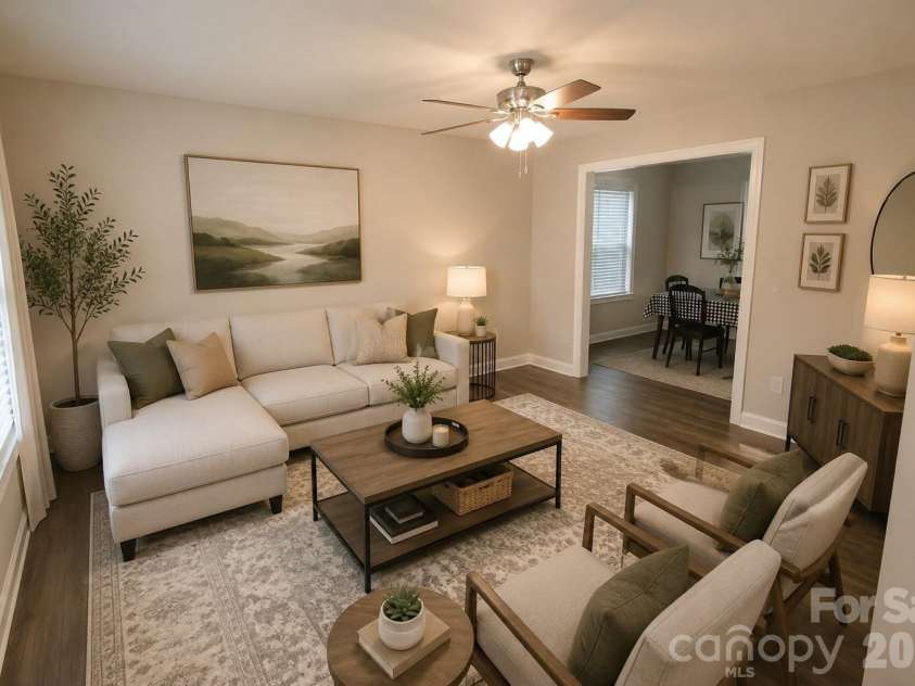 921 Pineridge Street, Concord, NC 28025.  MLS# CAR4407279, YatesRealty ID 39645. Virtually staged living room