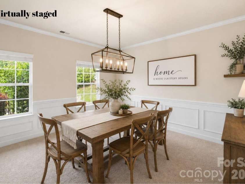 1086 Arrowhead Drive, Concord, NC 28025.  MLS# CAR4397947, YatesRealty ID 39653. Dining room virtually staged