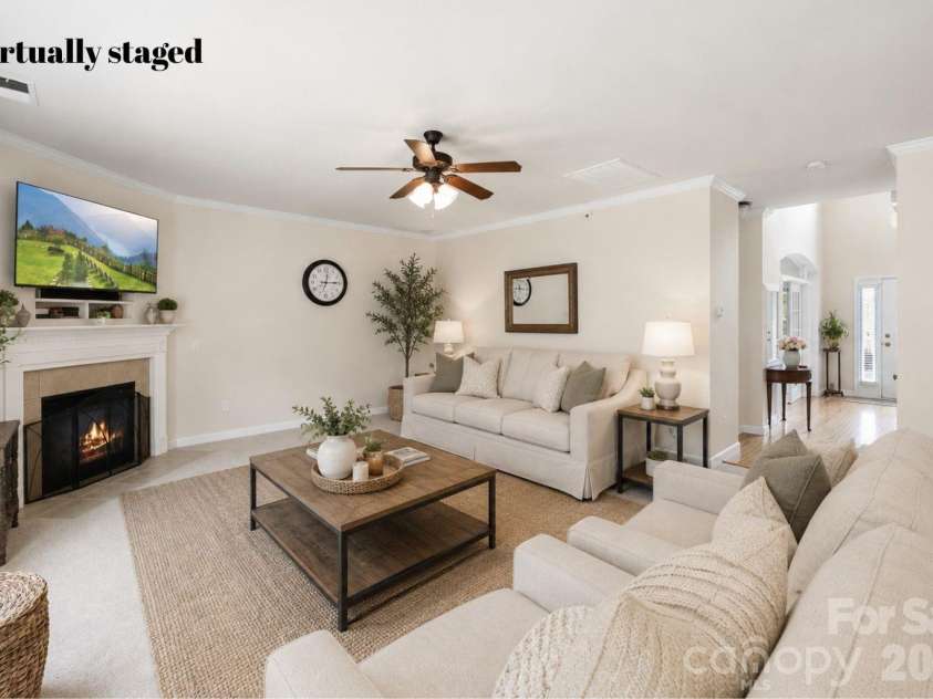 1086 Arrowhead Drive, Concord, NC 28025.  MLS# CAR4397947, YatesRealty ID 39653. Living room virtually staged