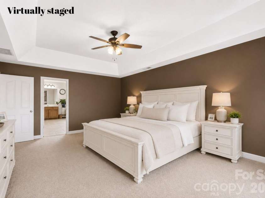 1086 Arrowhead Drive, Concord, NC 28025.  MLS# CAR4397947, YatesRealty ID 39653. Primary bedroom virtually staged