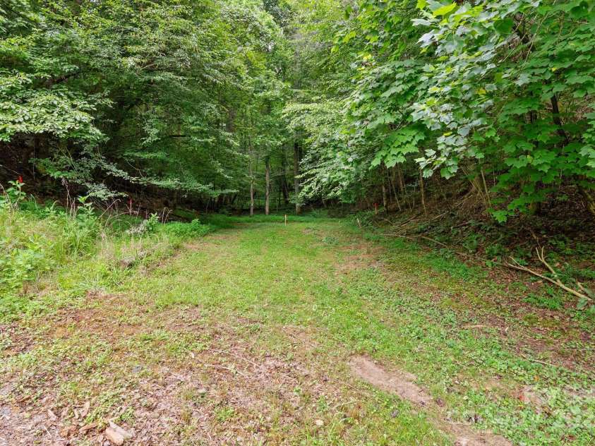 530 Rebel Ridge Road, Marshall, NC 28753.  MLS# CAR4280737, YatesRealty ID 3972. See the survey flags in the distance