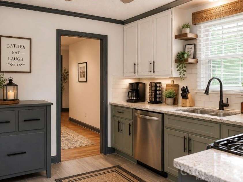 3413 1st Avenue Circle, Hickory, NC 28601.  MLS# CAR4406129, YatesRealty ID 39739. Kitchen (virtually staged for visualization only)