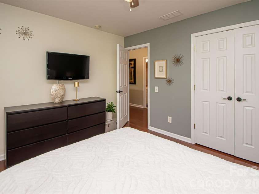 14114 Eldon Drive, Charlotte, NC 28277.  MLS# CAR4406225, YatesRealty ID 39773. Bedroom # 2 has engineer wood floor, closet and ceiling fan.