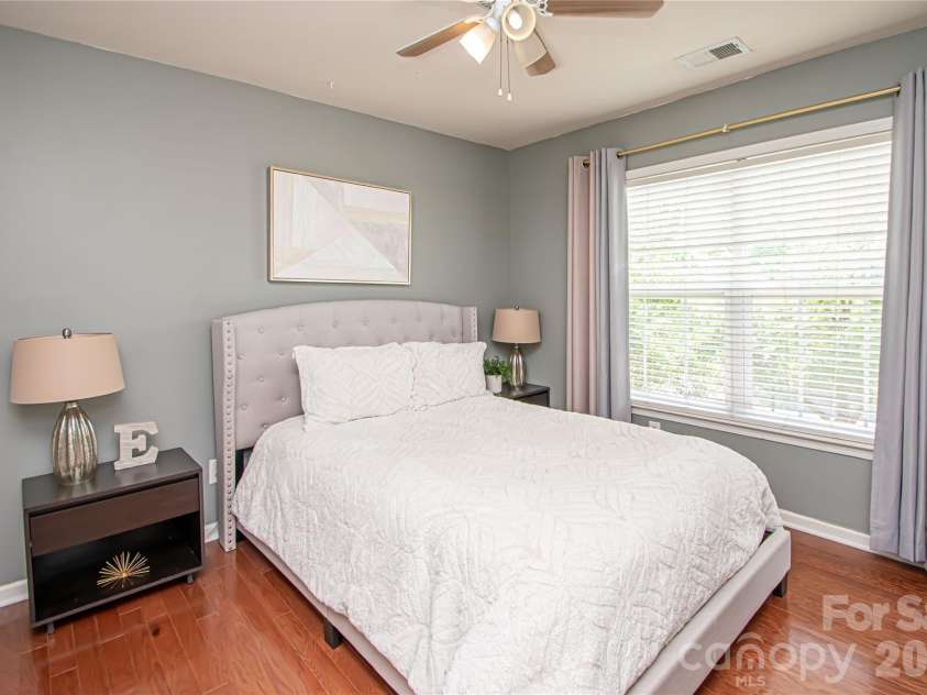 14114 Eldon Drive, Charlotte, NC 28277.  MLS# CAR4406225, YatesRealty ID 39773. Bedroom # 2 has engineer wood flooring, closet and ceiling fan.