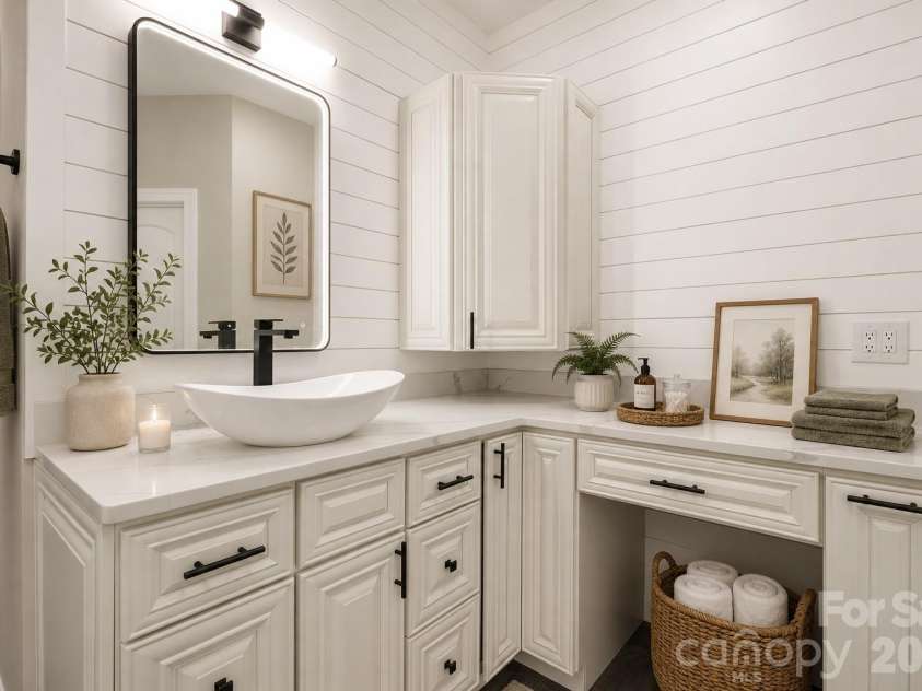 4412 Lake Forest Road, Denver, NC 28037.  MLS# CAR4404304, YatesRealty ID 39820. Split Vanity Design with Storage - virtually staged